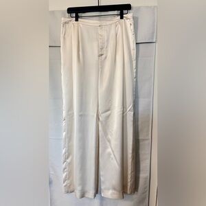NWT gianni bini ivory cream satin wide leg dress trouser slacks pants